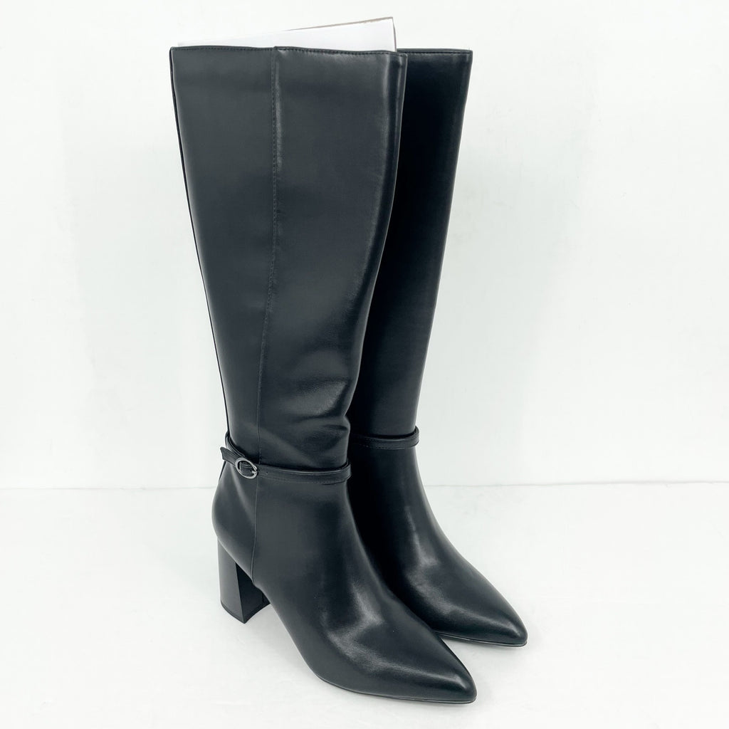 Anne Klein Womens Brenice Knee High Tall Boots Size 9 Vegan Leather NIB