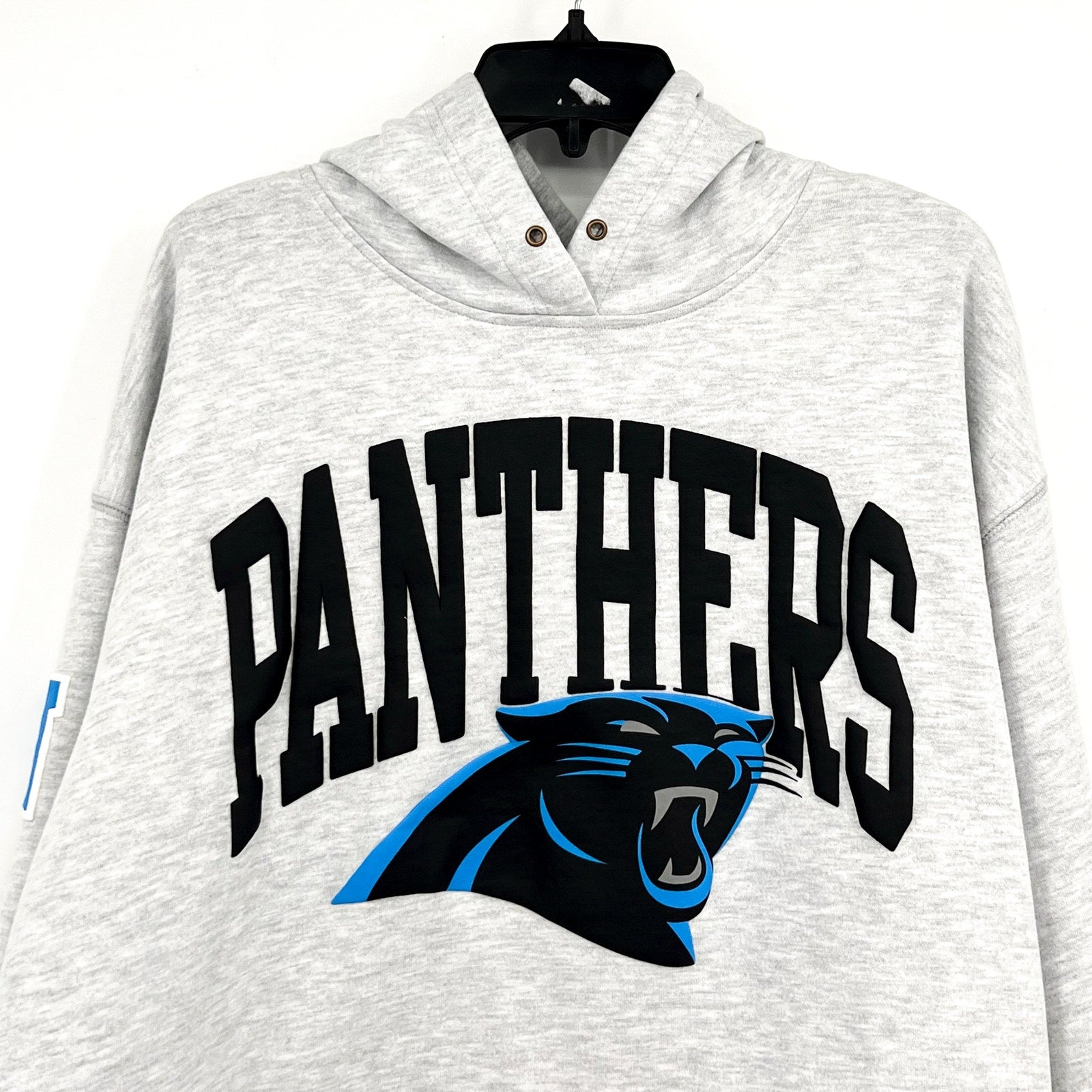 47 BRAND Womens Carolina Panthers High Hopes Hoodie Large Grey Sweatshirt NWT