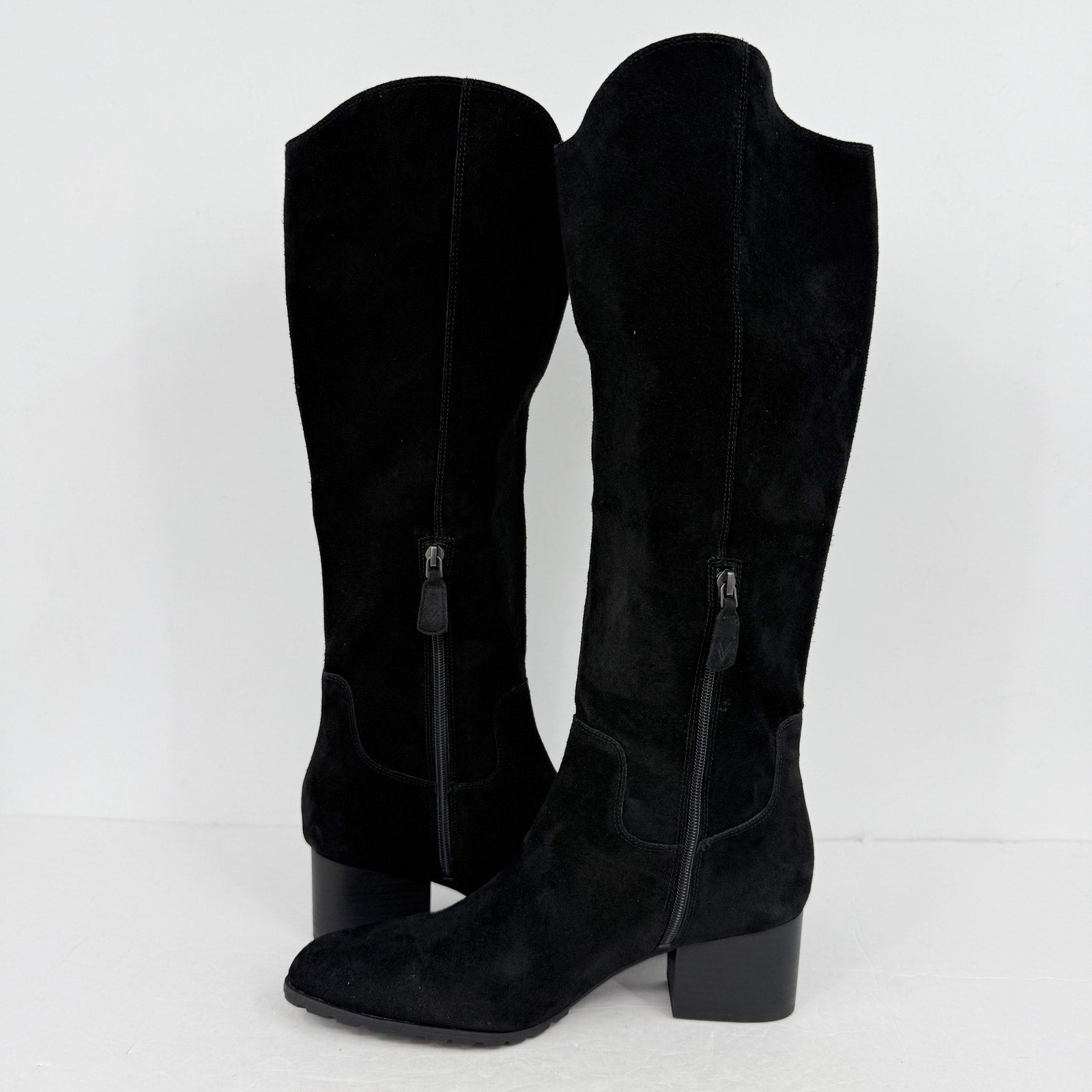 Vionic Women Bixby Knee High Boot 11M Wide Calf Black Suede Water Repellent NWOB
