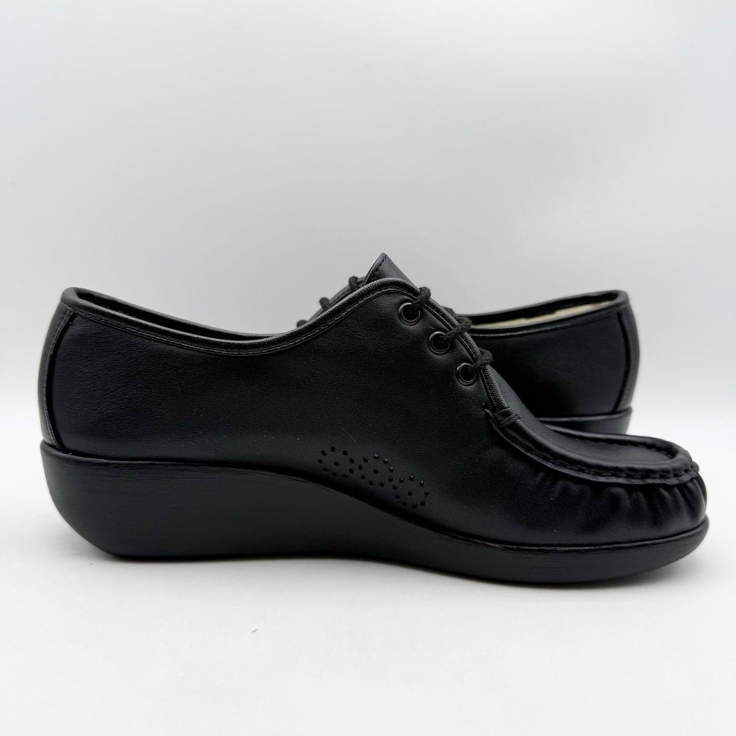 SAS Womens Bounce Lace Up Moc Shoes US 9.5 M Black Leather NWOB