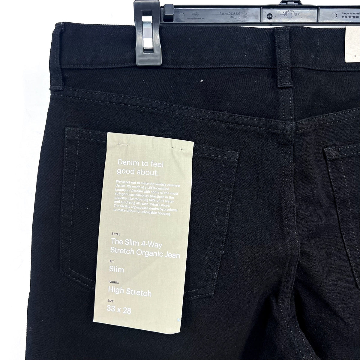 EVERLANE Men's Slim 4-Way Stretch Jeans 33x28 Black Uniform Organic Cotton NWT