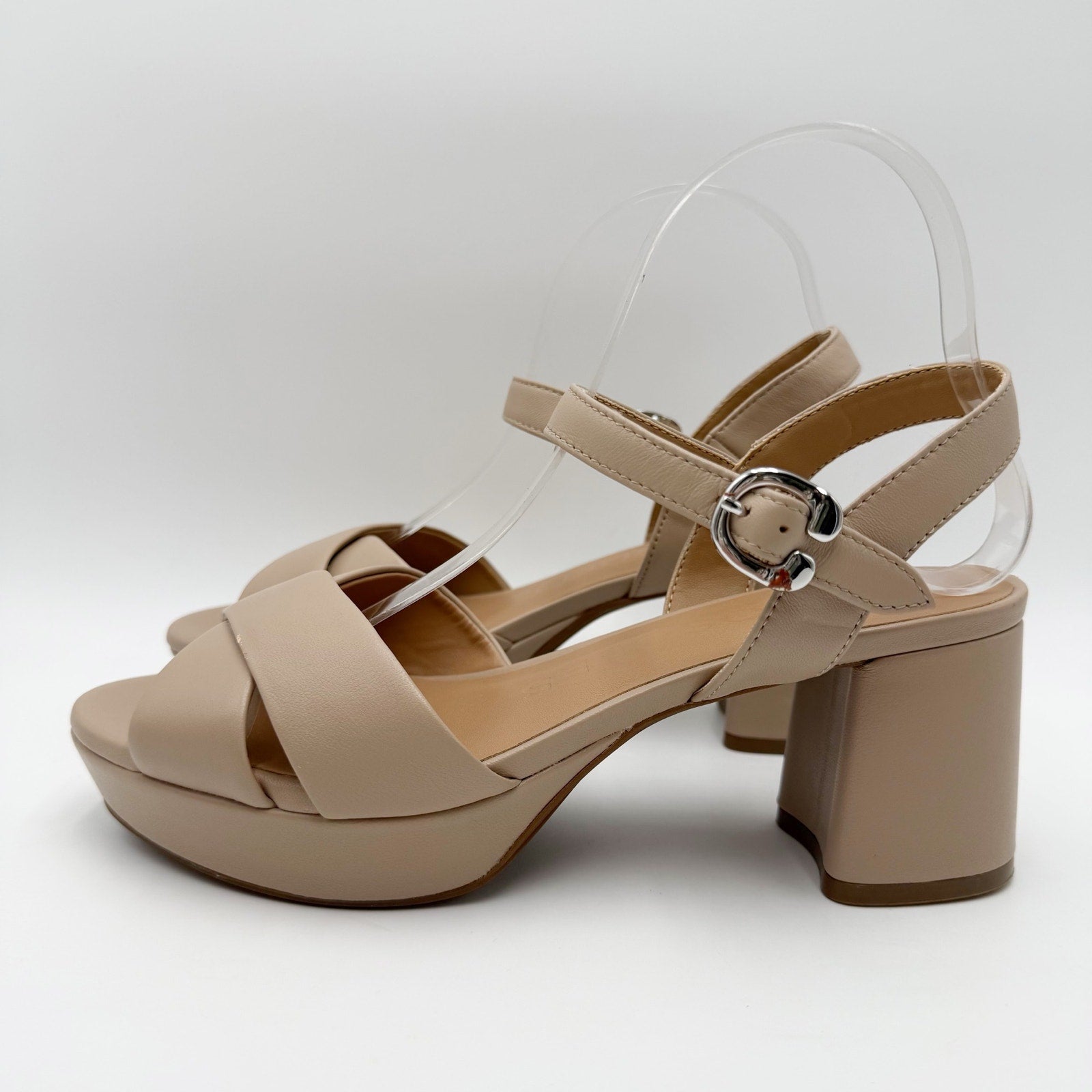 Aerosoles Womens Cosmos Platform Sandals Size 8.5 M Beige NWOB