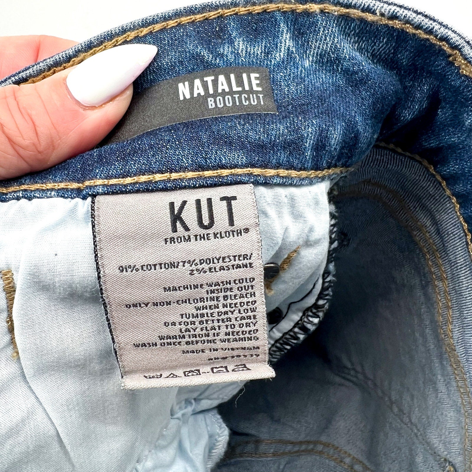KUT FROM THE KLOTH Natalie Bootcut Jeans 8 PETITE Studious Blue Mid Rise NWT