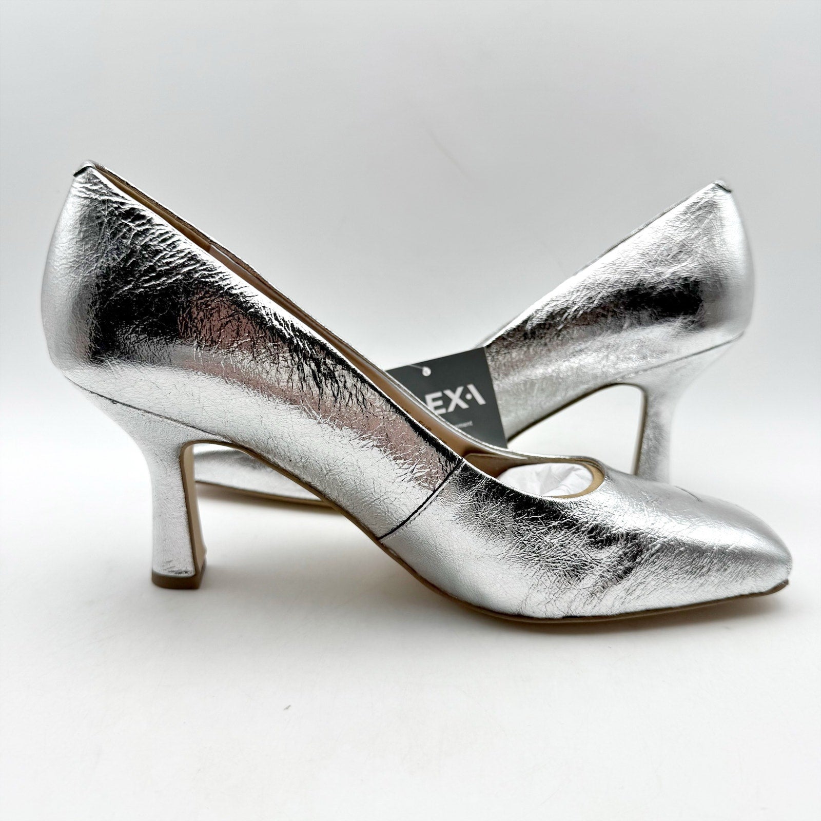 Franco Sarto Womens Flexa Aela Pumps US 8.5 M EU 39 Silver Leather NIB