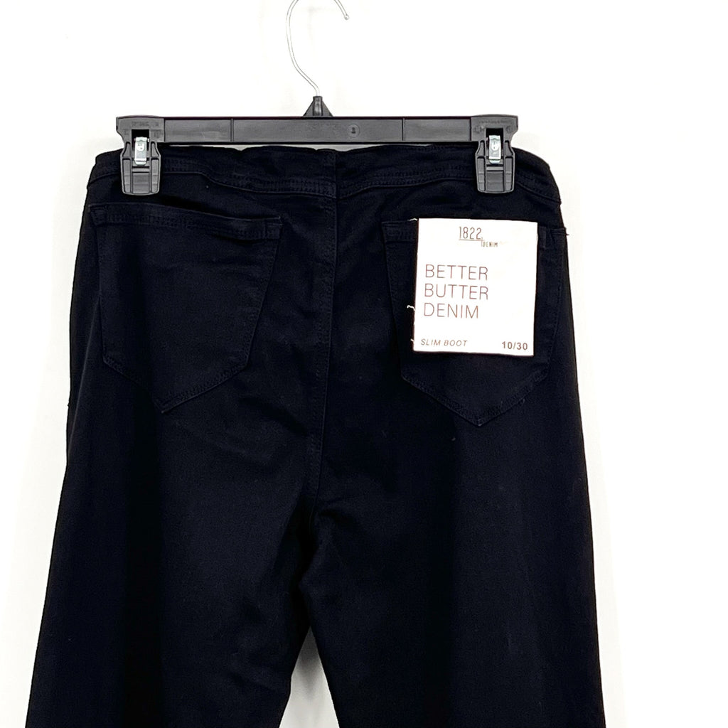 1822 DENIM Maternity Women's Slim Bootcut Jeans Size 10 Black Over Belly NWT