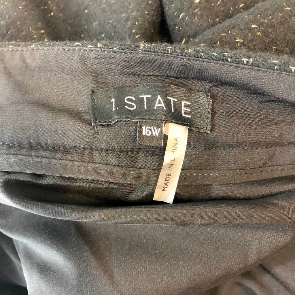 1. STATE Womens Tweed Dress Shorts 16W Rich Black Gold Speckled NWT