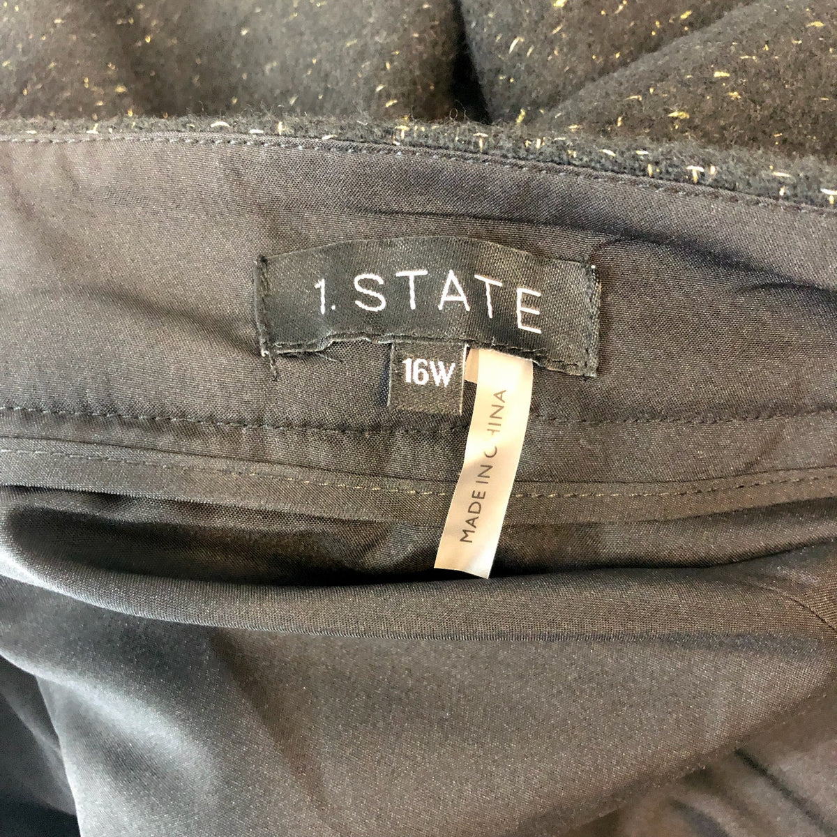 1. STATE Womens Tweed Dress Shorts 16W Rich Black Gold Speckled NWT