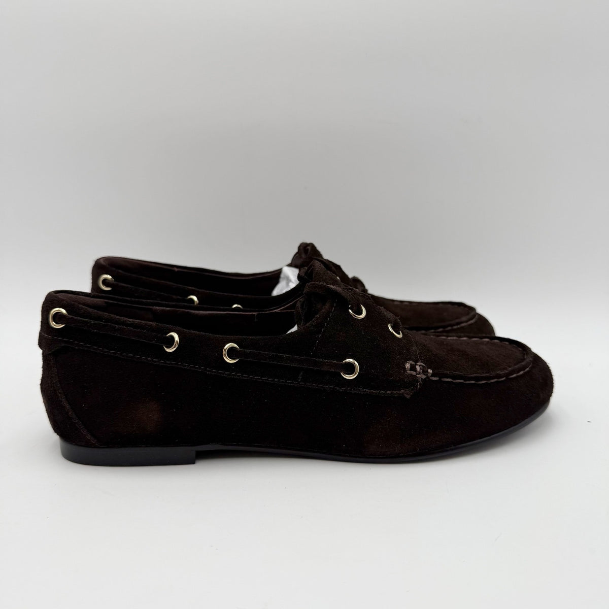 Madewell Womens Jamie Boat Shoes Size 7 EU 37.5 Dark Brown Suede NIB
