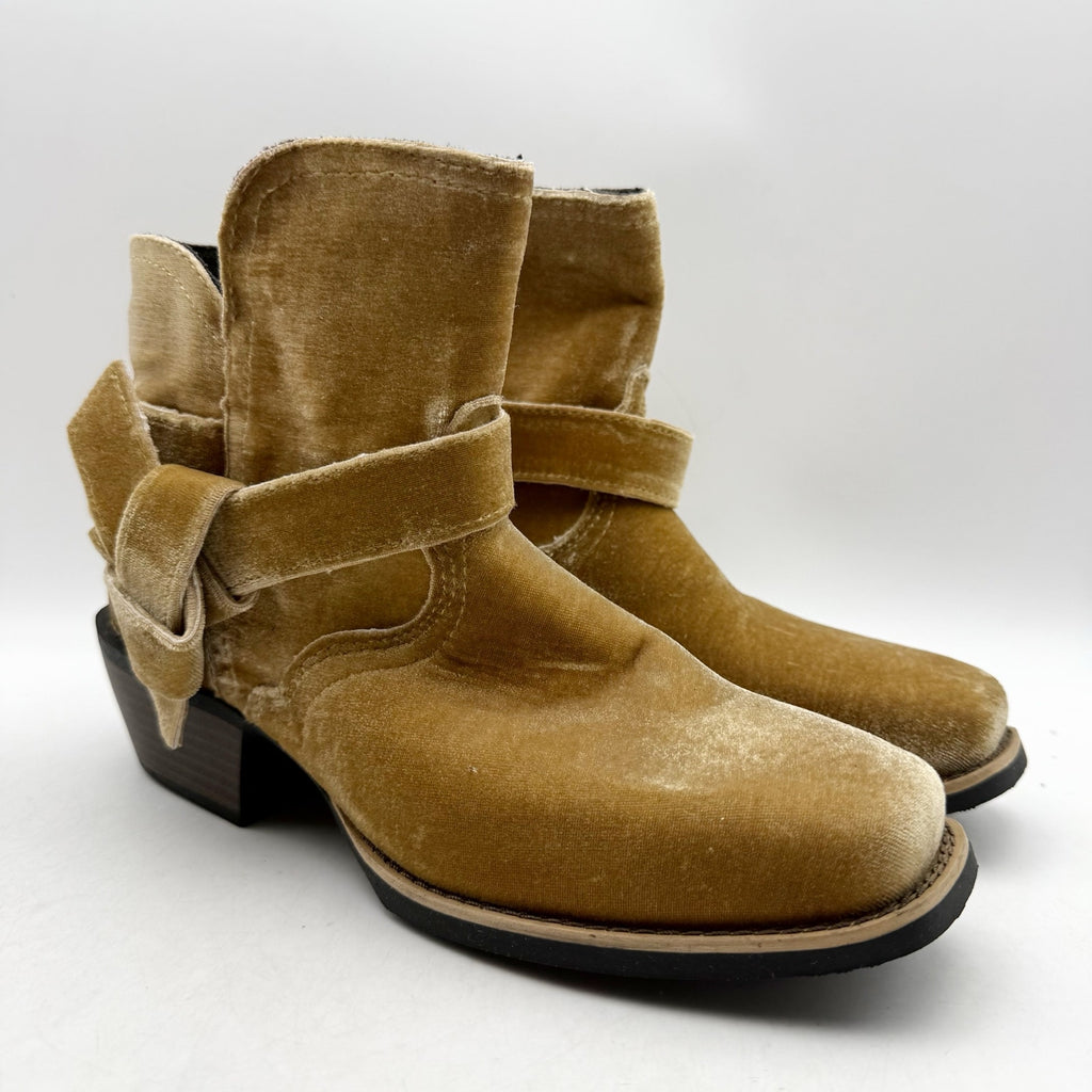 Justin Boots Womens Elana Ankle Bootie Size 7 B Brown Velvet NWOB