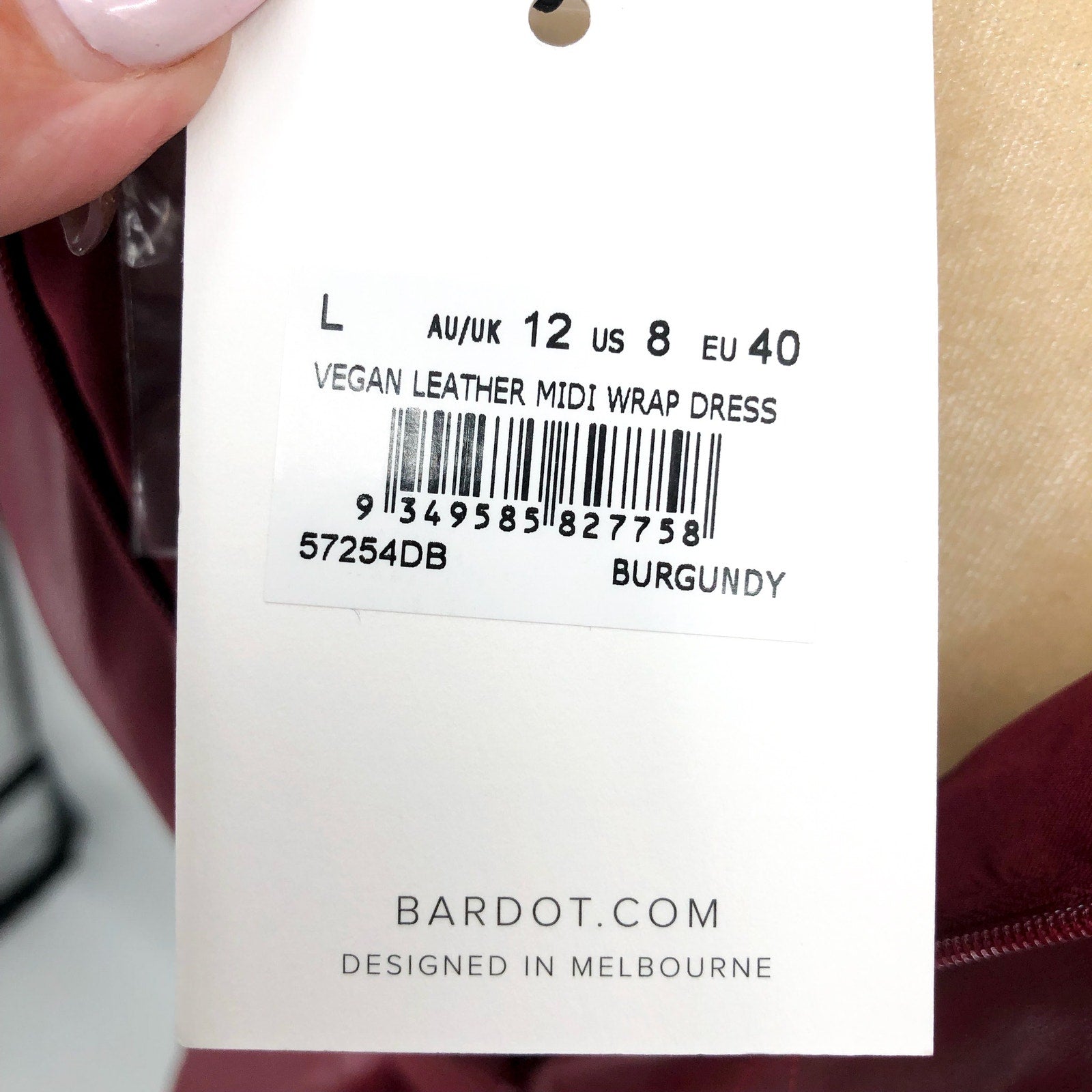 BARDOT Womens Wrap Midi Dress Large US 8 Red Burgundy Vegan Leather NWT