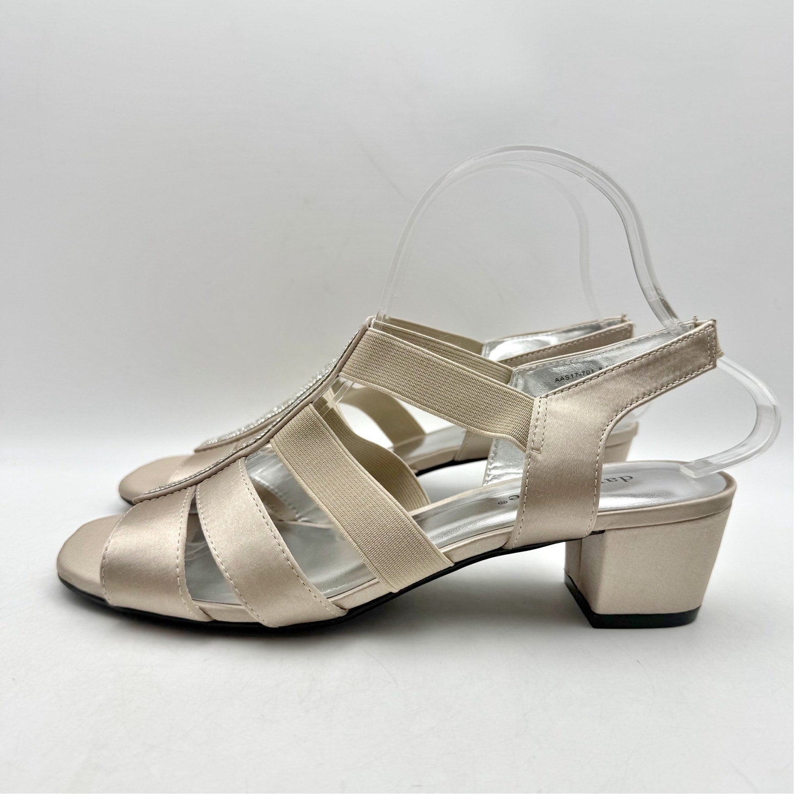 David Tate Womens Event Gladiator Sandals US 8.5 Wide Champagne Satin NWOB