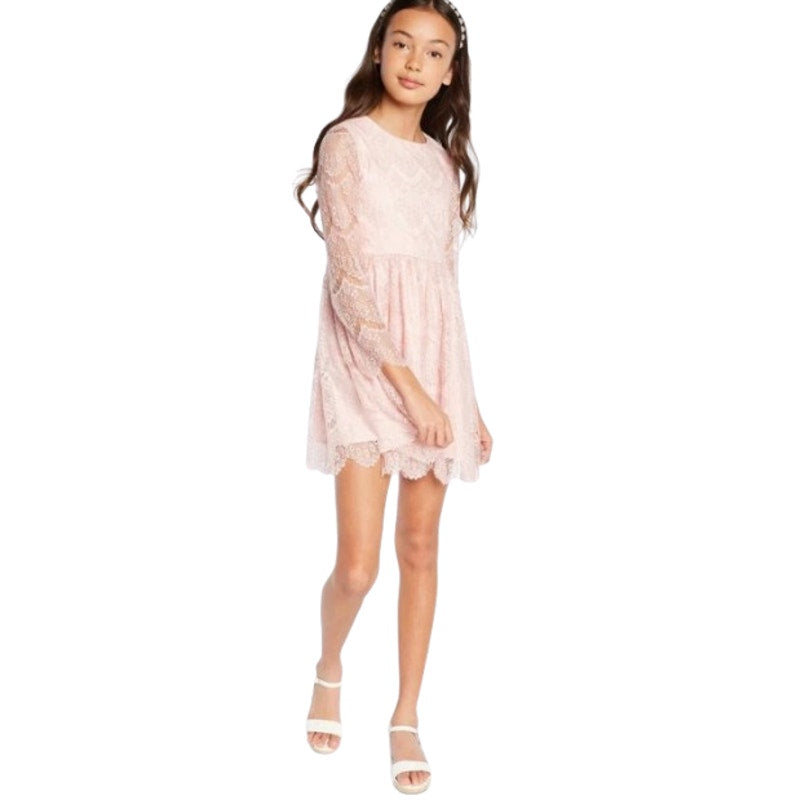 BARDOT Girls Gertrude Lace Dress Size 18 Navy Blue Long Sleeve NWT