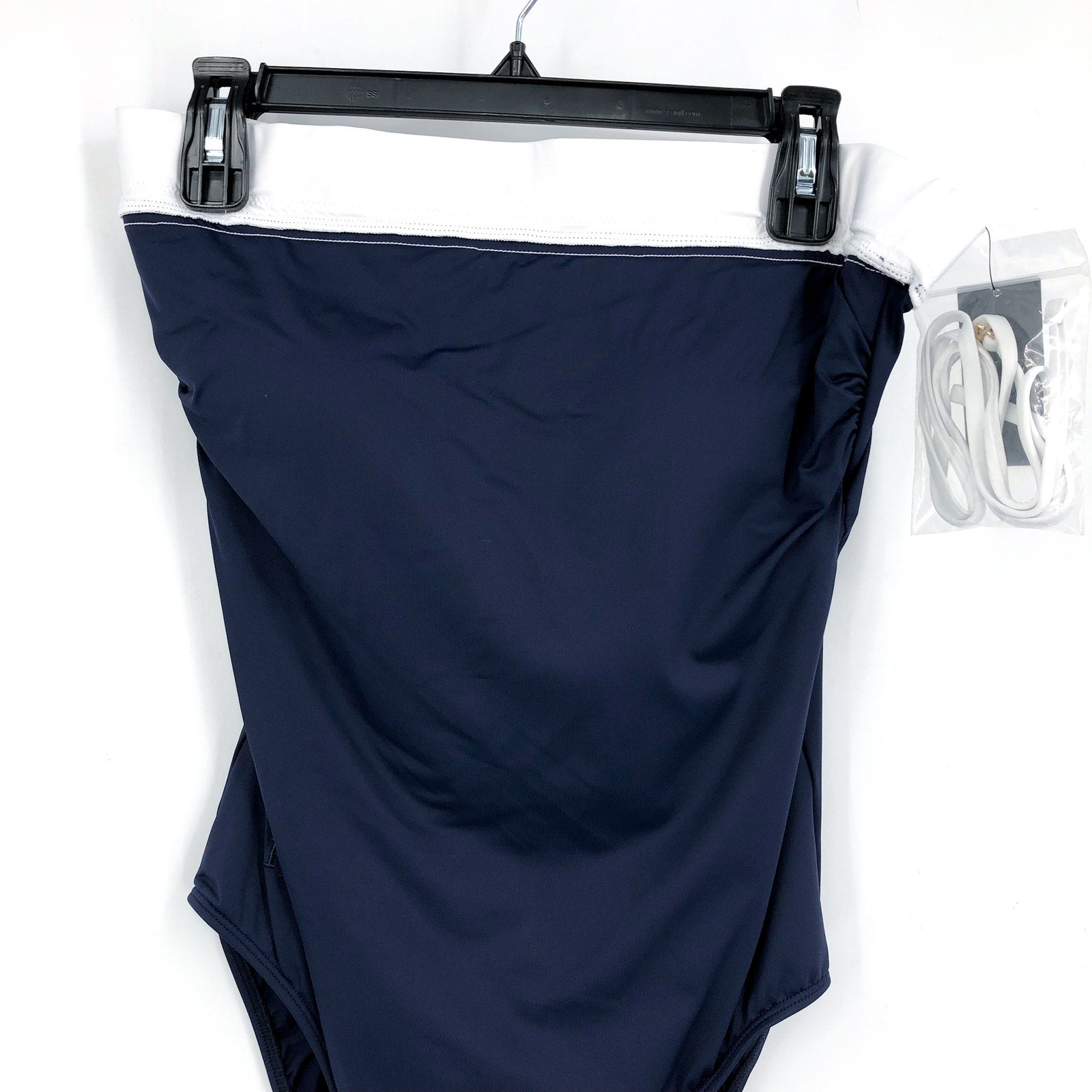 LAUREN RALPH LAUREN Bel Air Bandeau One Piece Swimsuit Size 4 Navy Blue NWT
