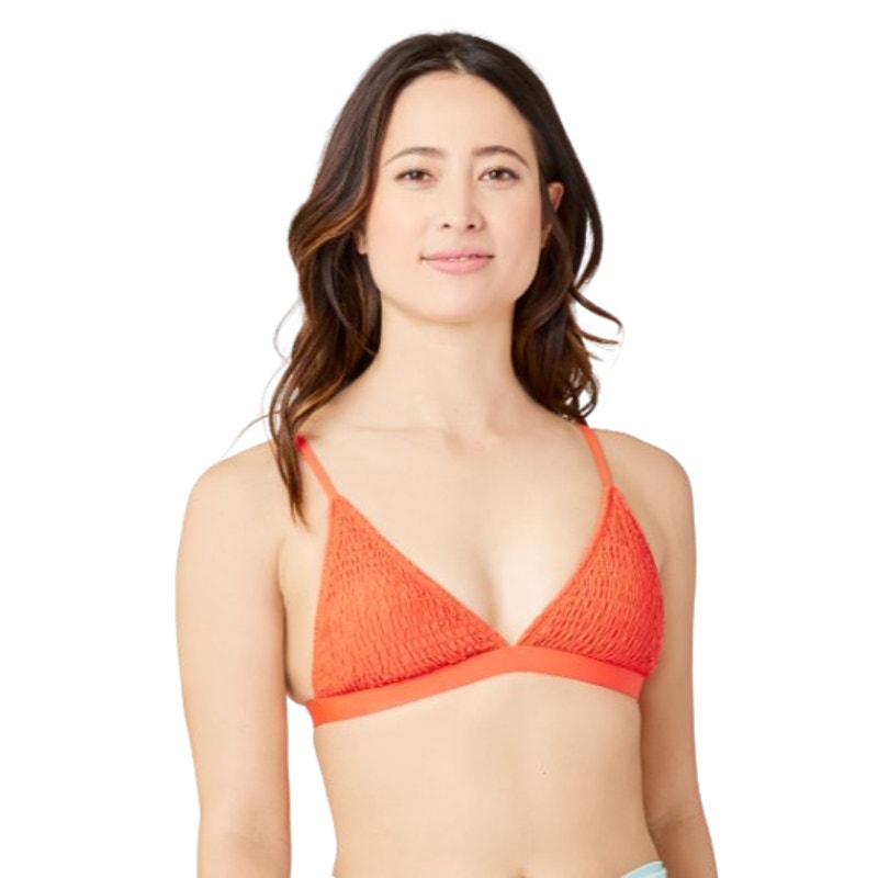 CARVE DESIGNS Womens Gigi Smocked Bikini Top Medium Orange Sunset Cross Back NWT