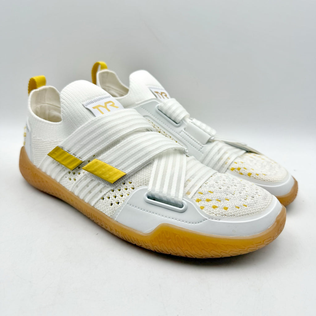 TYR Mens Dz Bf Stabstrap Running Sneakers US 8 White Gold Athletic NIB