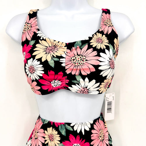 ABERCROMBIE Girls Bikini Set Size 17- 18 Pink Black Multi Floral NWT
