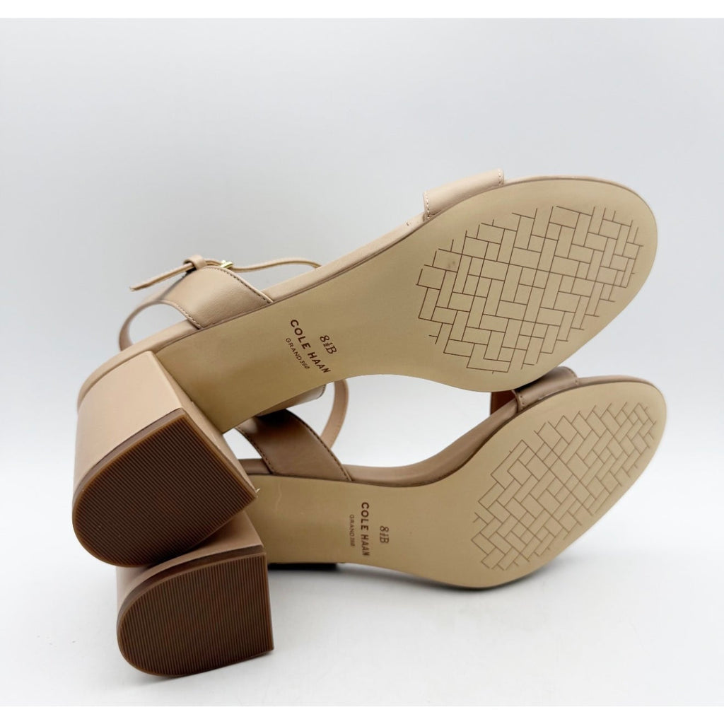 Cole Haan Womens Josie Heeled Sandals Size 8.5 Beige Nude Leather NIB