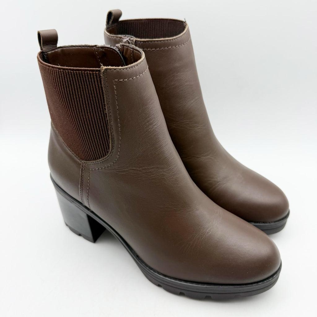 Naturalizer Womens Verney Ankle Bootie Size 9.5 M Brown Leather Waterproof NIB