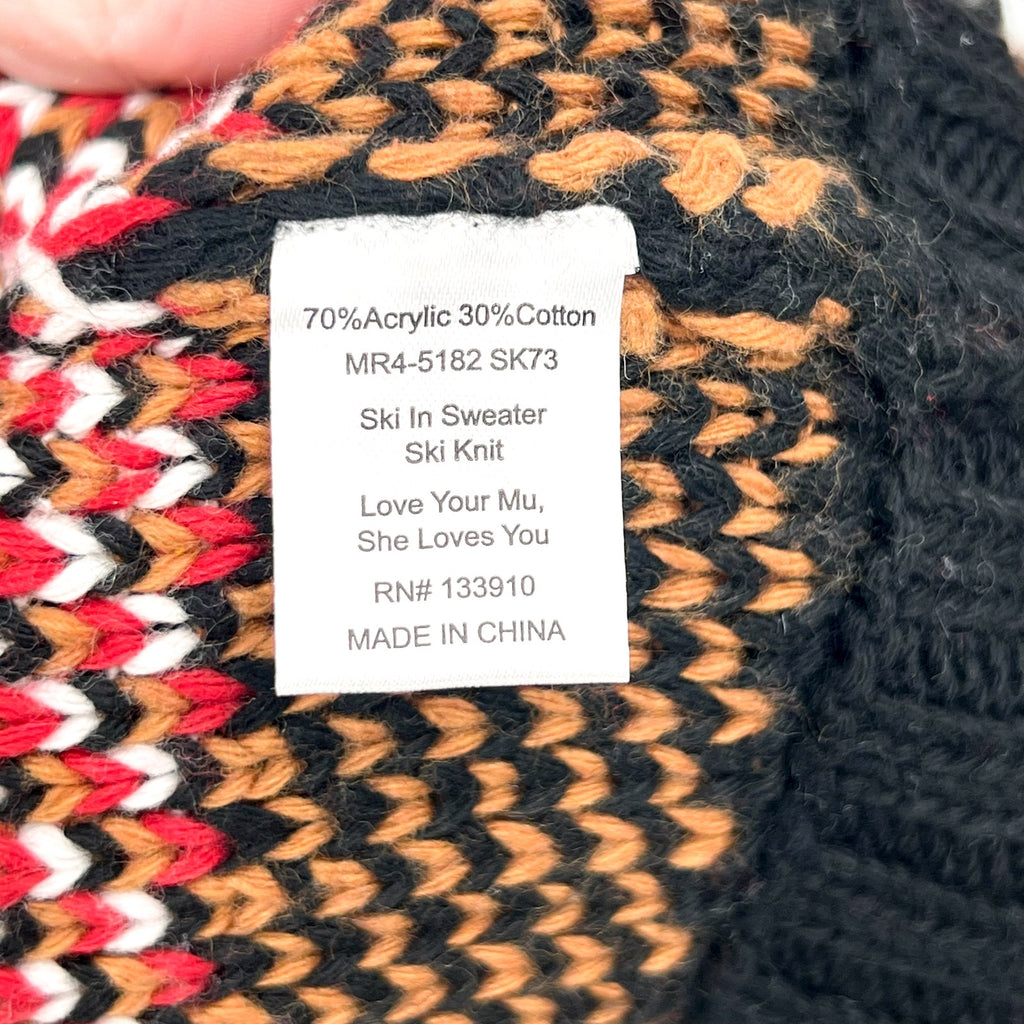 SHOW ME YOUR MUMU Women's Ski in Sweater Medium Black White Red Knit NWT