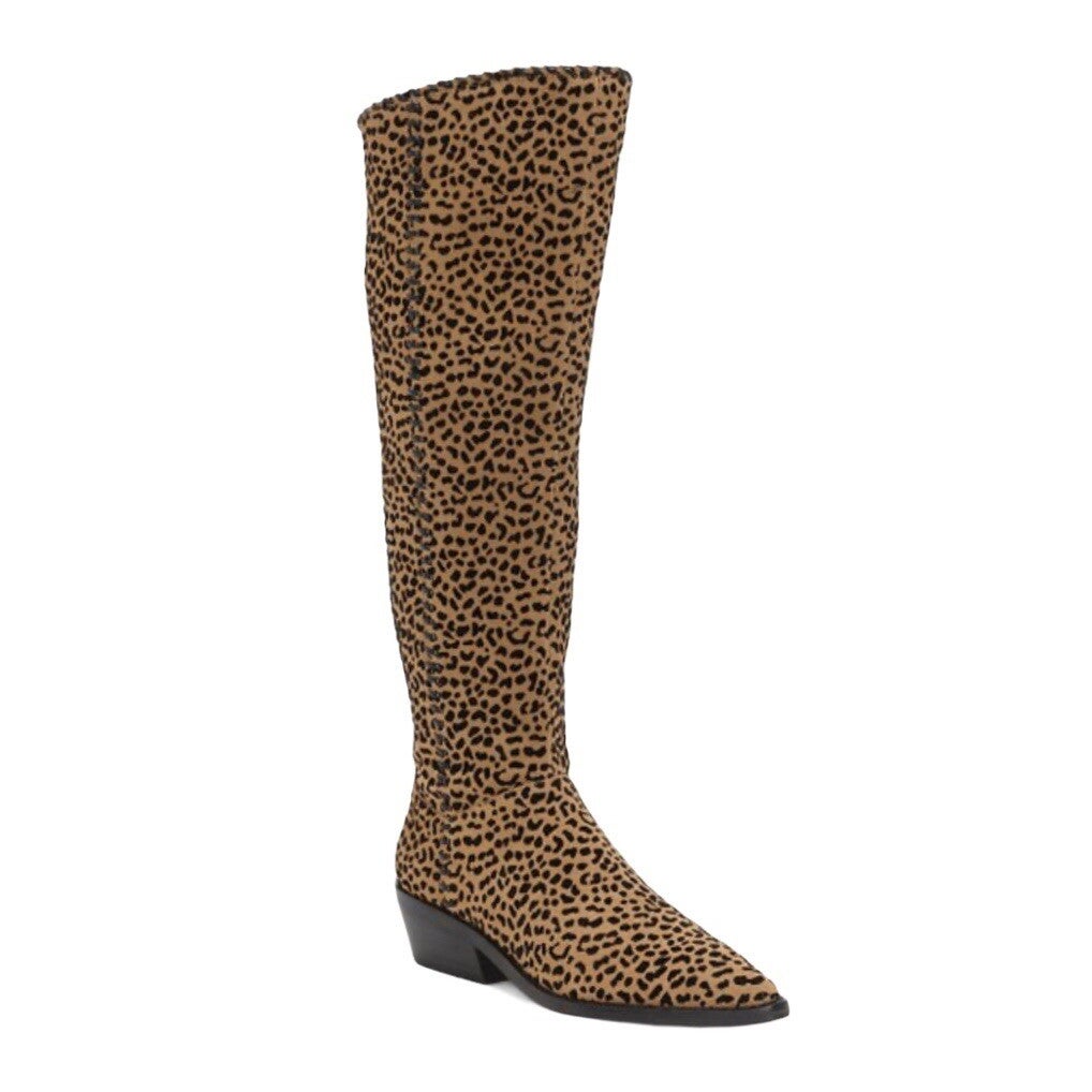 1.State Womens Sage Over the Knee Boots Size 7.5 EU 38 Brown Leopard NWOB