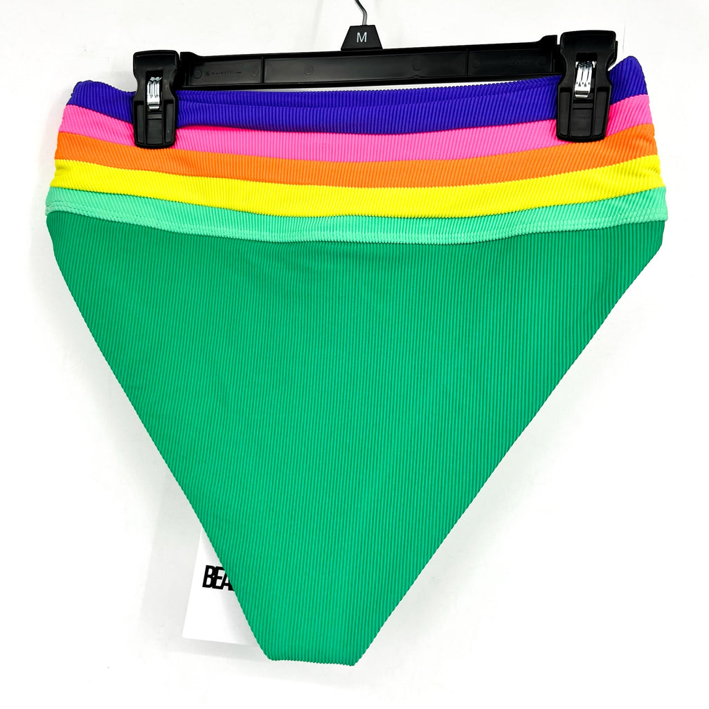 BEACH RIOT Millie Bikini Bottom Large Green Technicolor Colorblock NWT