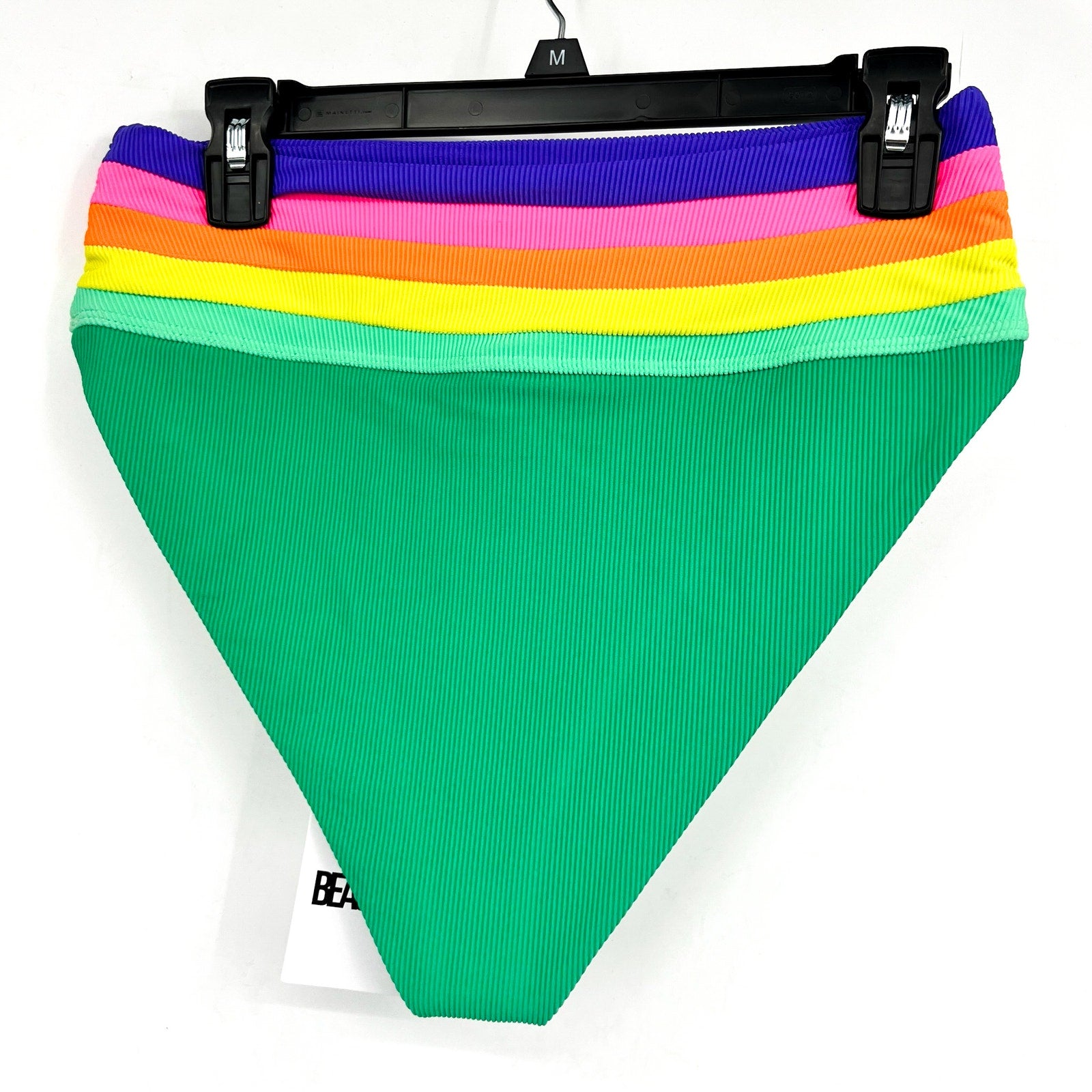 BEACH RIOT Millie Bikini Bottom Large Green Technicolor Colorblock NWT