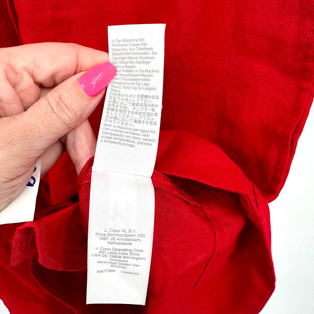 MADEWELL Utility Short-Sleeve Mini Shirtdress XS Red 100% Linen NV453 NWT