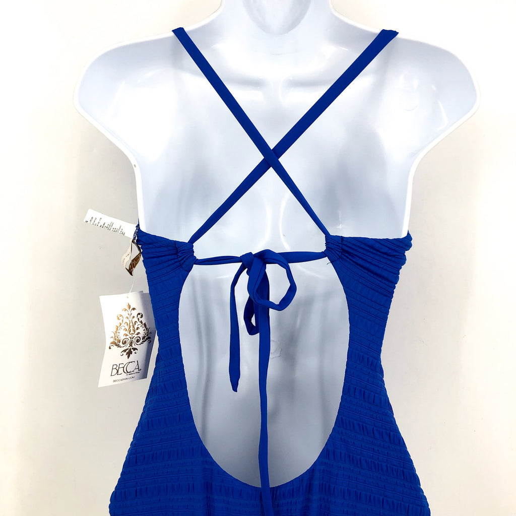BECCA Women's Coast Ariyah Plunge One Piece Swimsuit Small Ultramarine Blue NWT