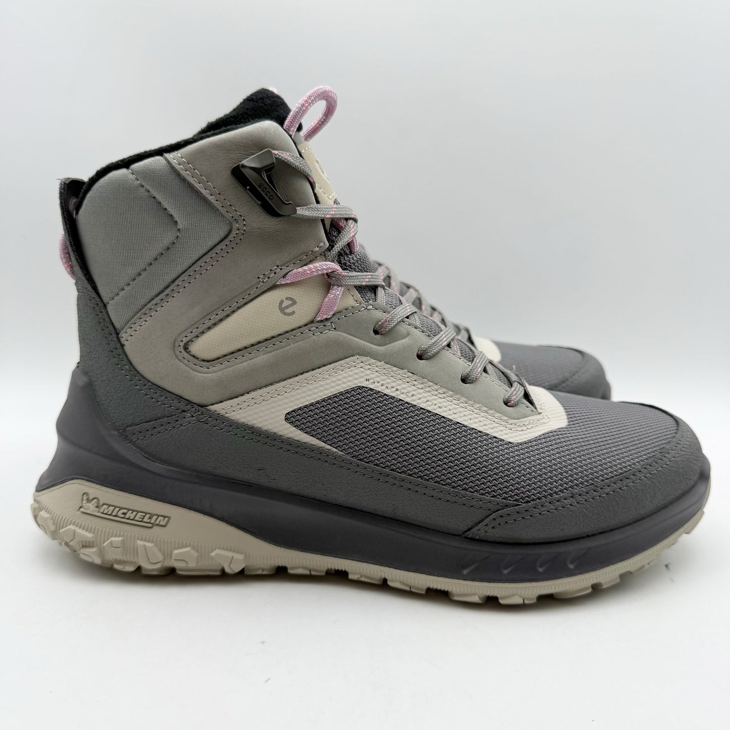 ECCO Womens Ultra Terrain Mid Warm Hiking Boot EU 37 US 6-6.5 Grey Nubuck WP NIB