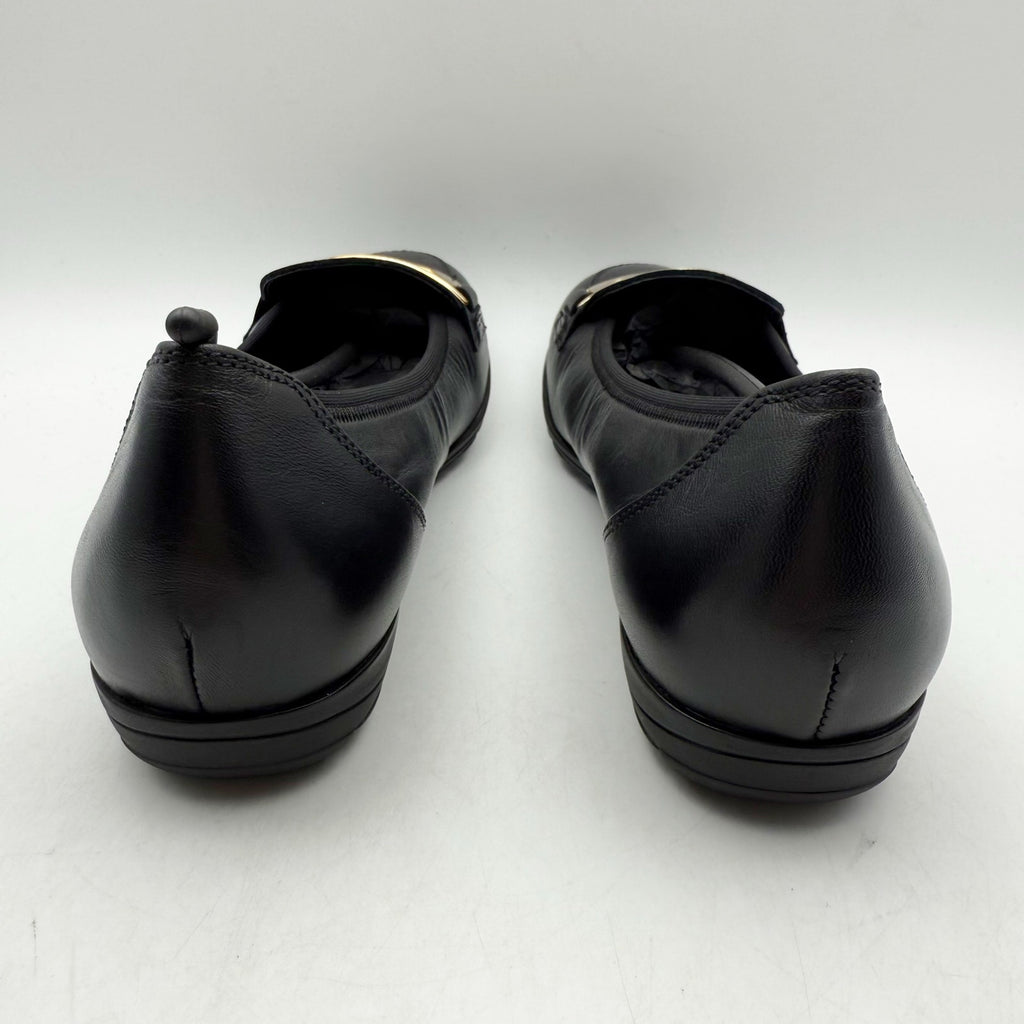 Mephisto Womens Electra Flats EU 38.5 US Size 8.5 Black Leather NIB