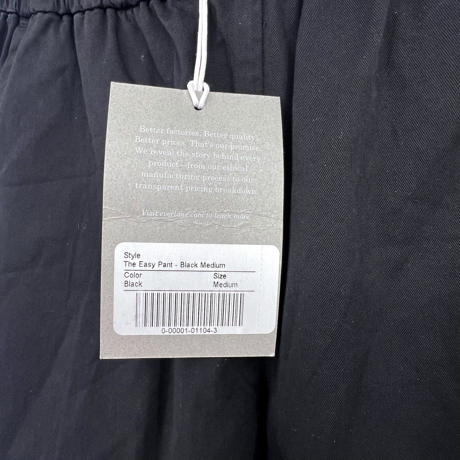 EVERLANE Womens The Easy Pants Medium Black Straight Leg Chino Twill Stretch NWT