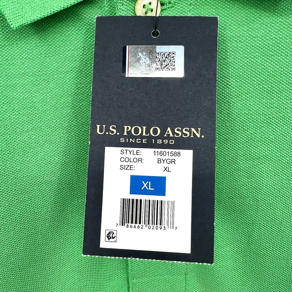 U.S POLO ASSN Men's Pique Polo Shirt XL Berkeley Green Short Sleeve NWT