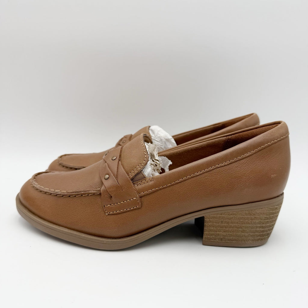 Clarks Womens Charlten Echo Loafers Size 5 M EU 35 Dark Sand Leather NWOB