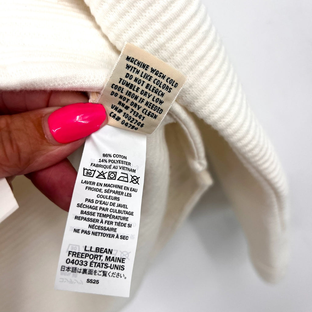 L.L BEAN Womens Lakewashed Full-Zip Sweater Medium White Sea Salt NWT