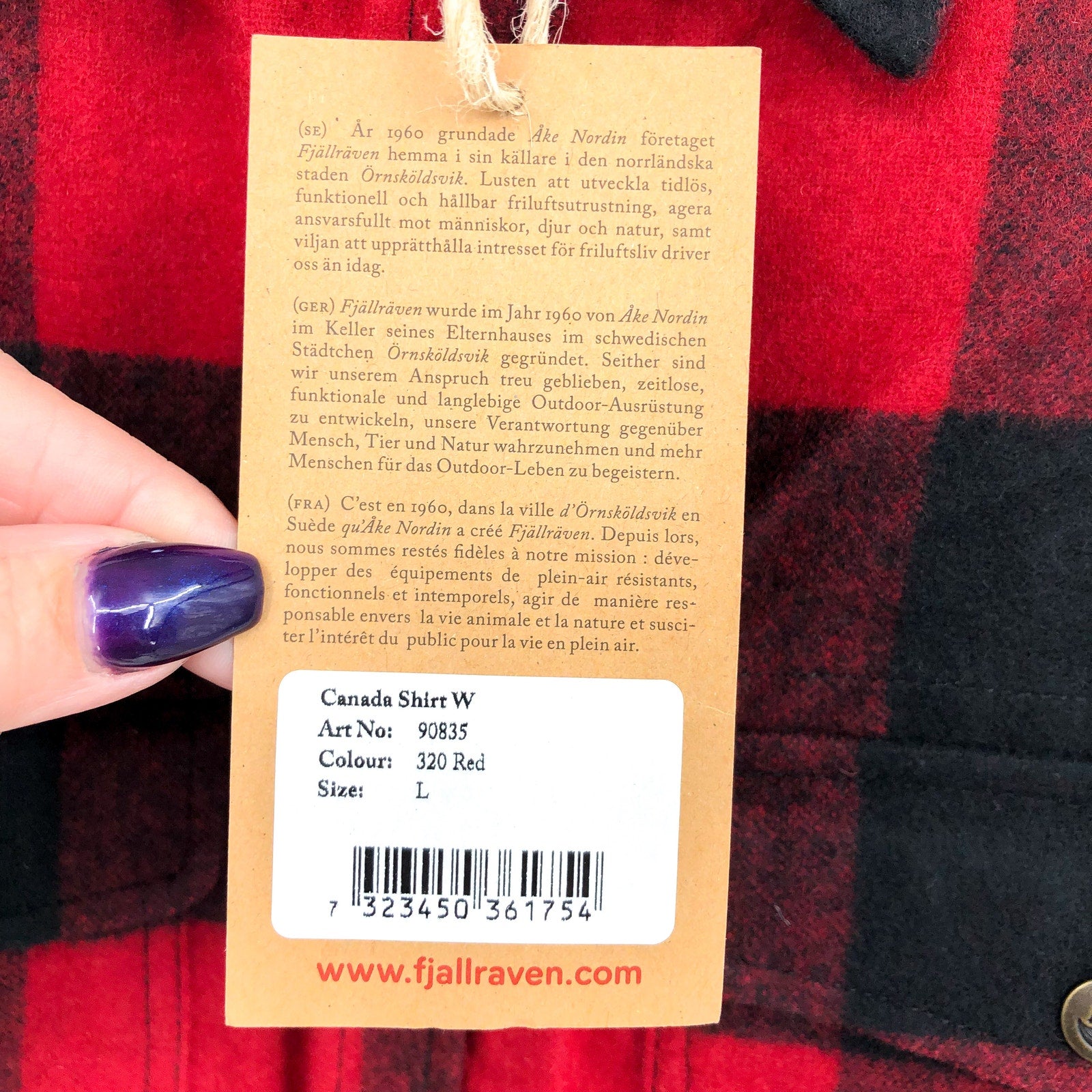 FJALLRAVEN Womens Canada Plaid Shirt Large Red Black Shacket Wool NWT