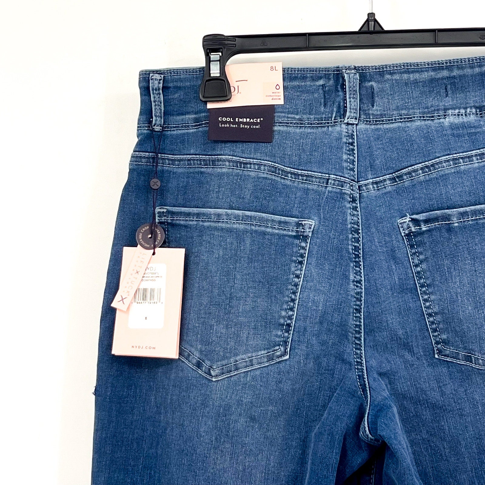 NYDJ Womens Cool Embrace Major Wide Leg Capri Jeans Size 8L Compass Blue NWT