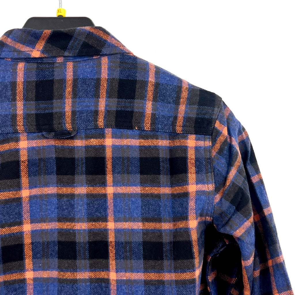 PRANA Women's Golden Canyon Flannel Shirt Large Rich Sapphire Plaid NWT
