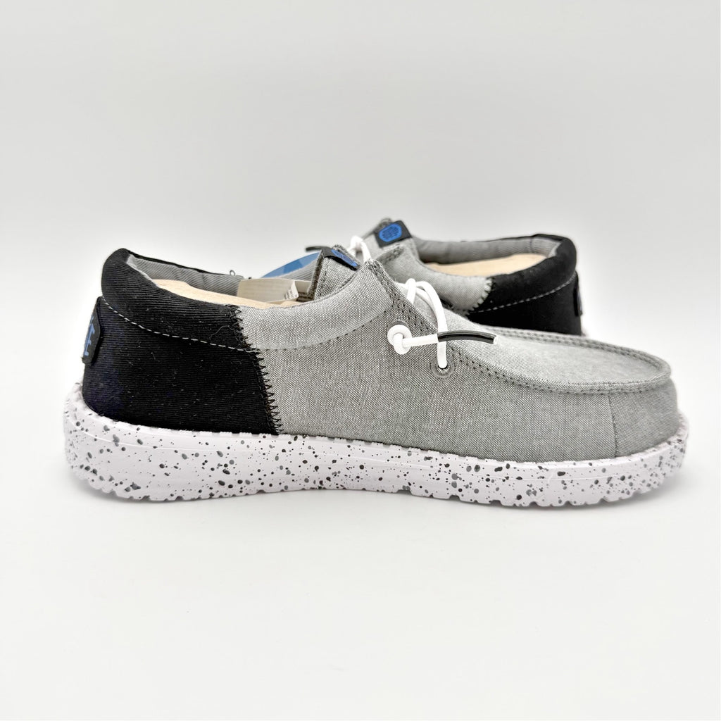 Hey Dude Kids Wally Funk Splatter Shoes US 4 EU 36 Grey Canvas NIB