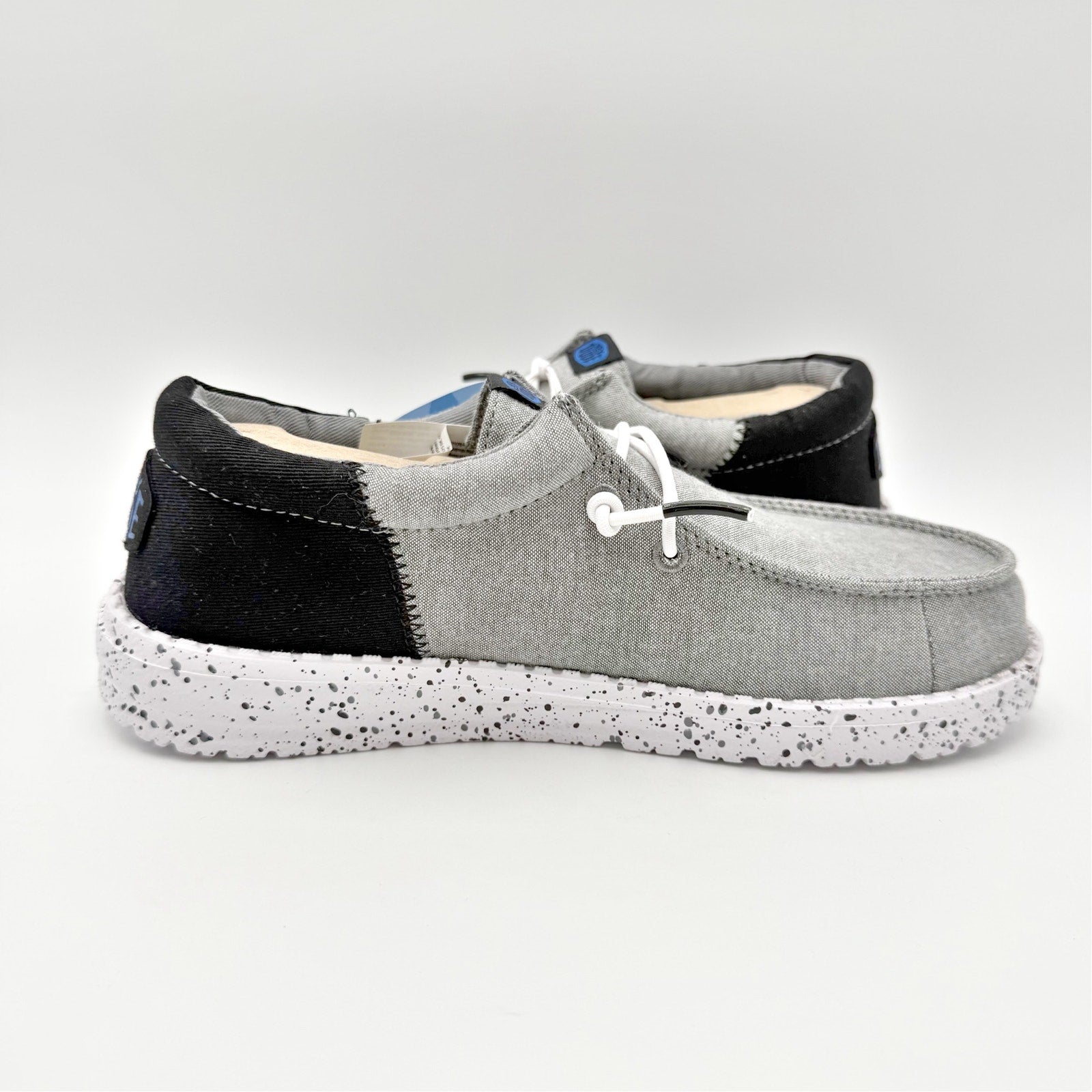 Hey Dude Kids Wally Funk Splatter Shoes US 4 EU 36 Grey Canvas NIB