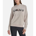 DKNY Women's Sequin Hoodie Medium Taupe Beige Pullover Sweatshirt NWT
