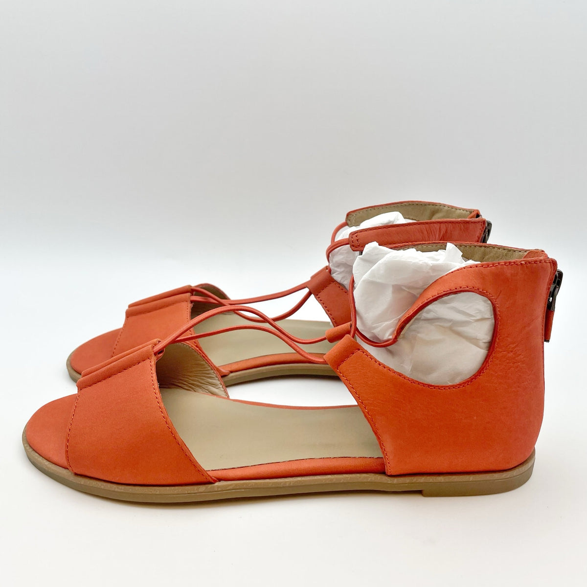 Eileen Fisher Womens Rose Sandals Size 6.5 Orange Leather Flats NIB