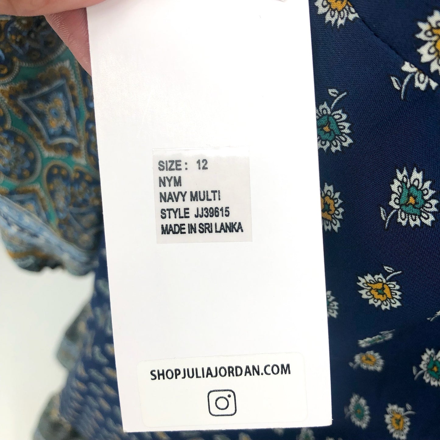 JULIA JORDAN Women's Boho Midi Dress Size 12 Navy Blue Mixed Paisley NWT