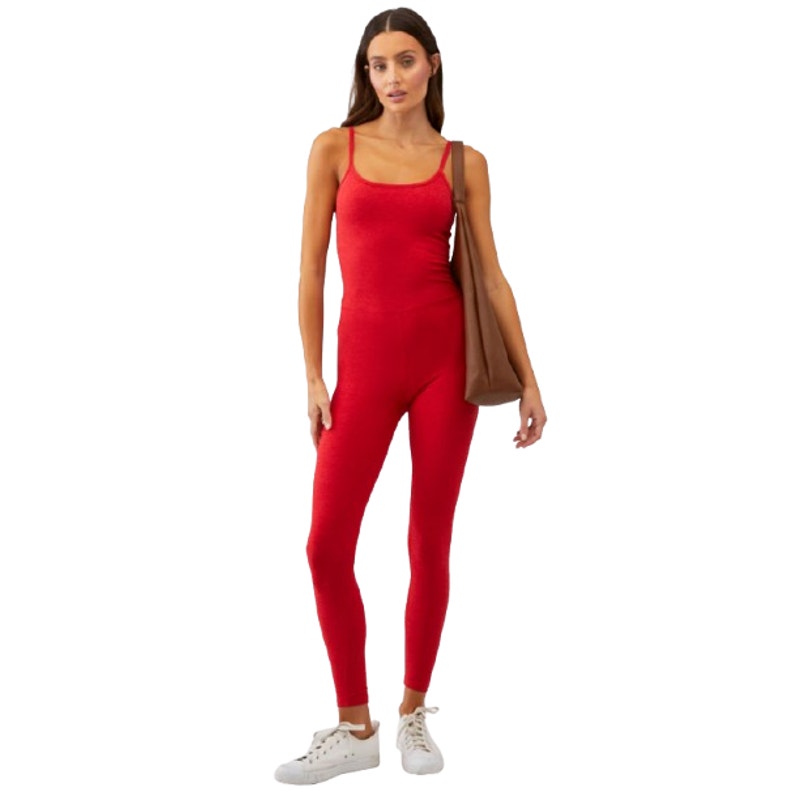 BEYOND YOGA Uplevel Midi Jumpsuit Large 12-14 Ruby Red Heather Space Dye NWT