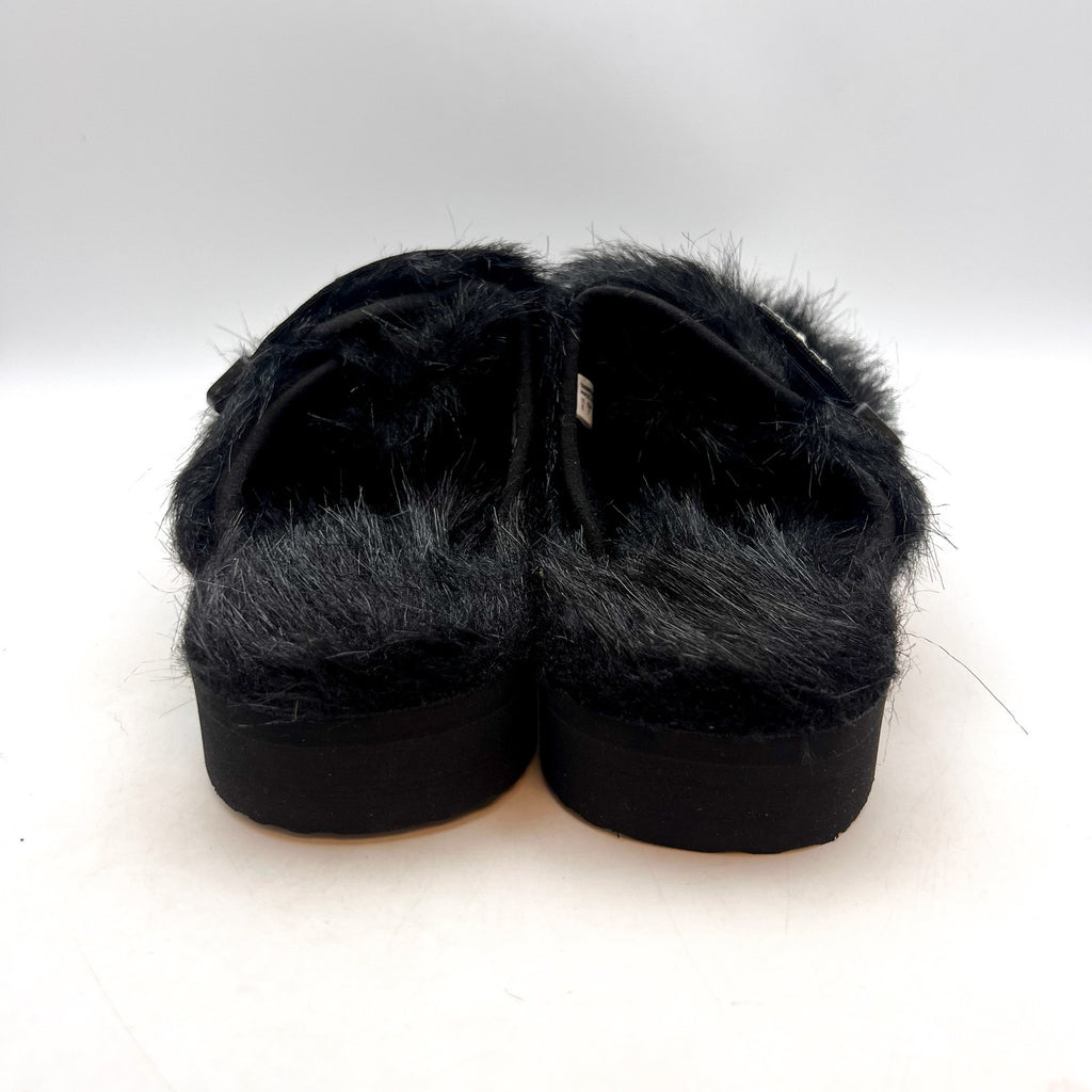 SUICOKE Womens Zavo Faux Fur Slide Clogs Size 7 EU 36 Black Faux Fur NWOB