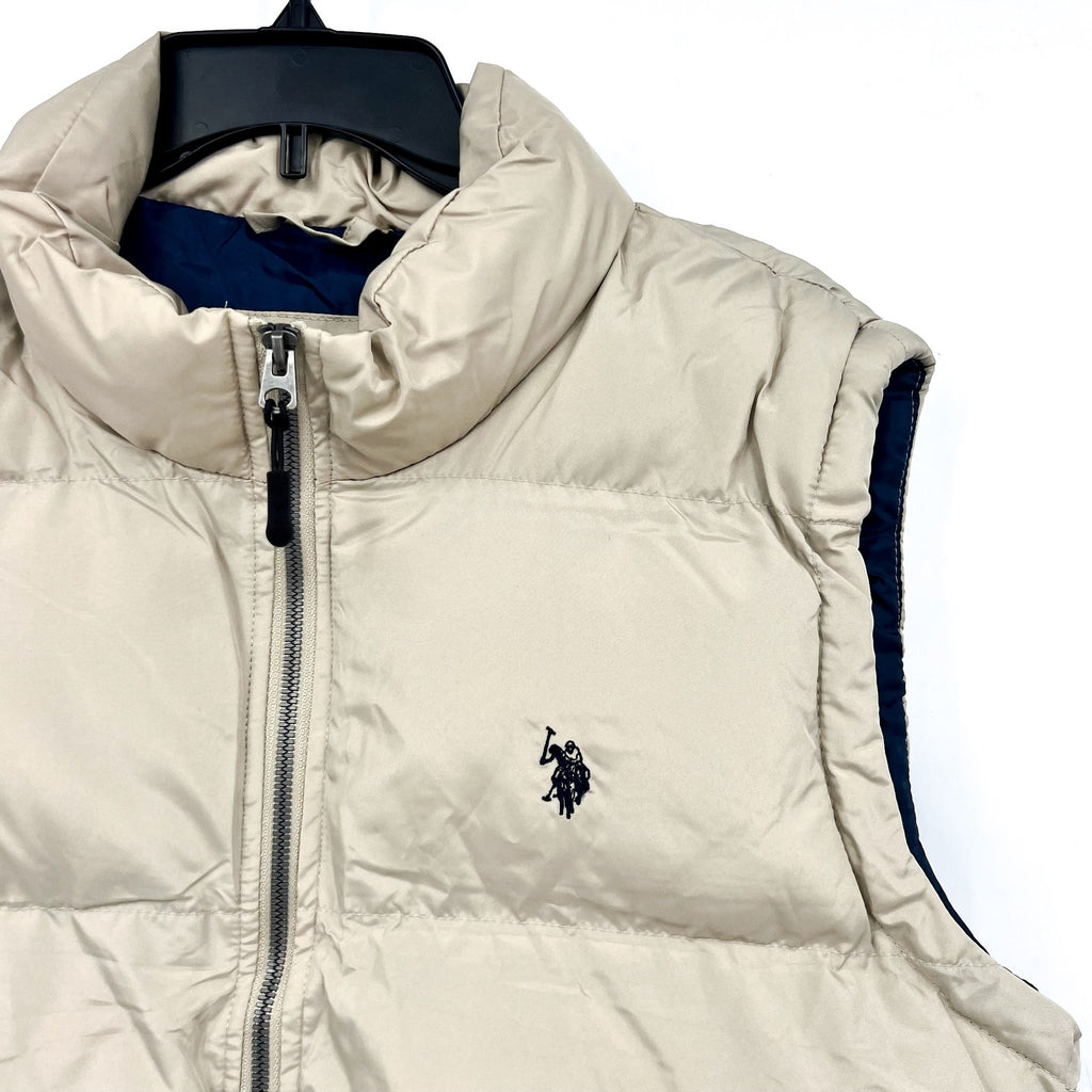 U.S. POLO ASSN. Men's Solid Signature Puffer Vest Large Thompson Khaki NWT