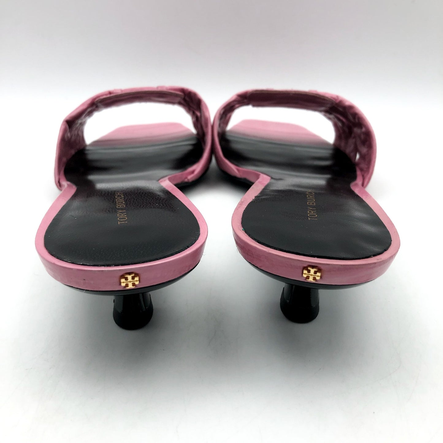 Tory Burch Womens 35mm Ruched Slide Sandals US 7.5 M Pink Bubblegum Leather NIB