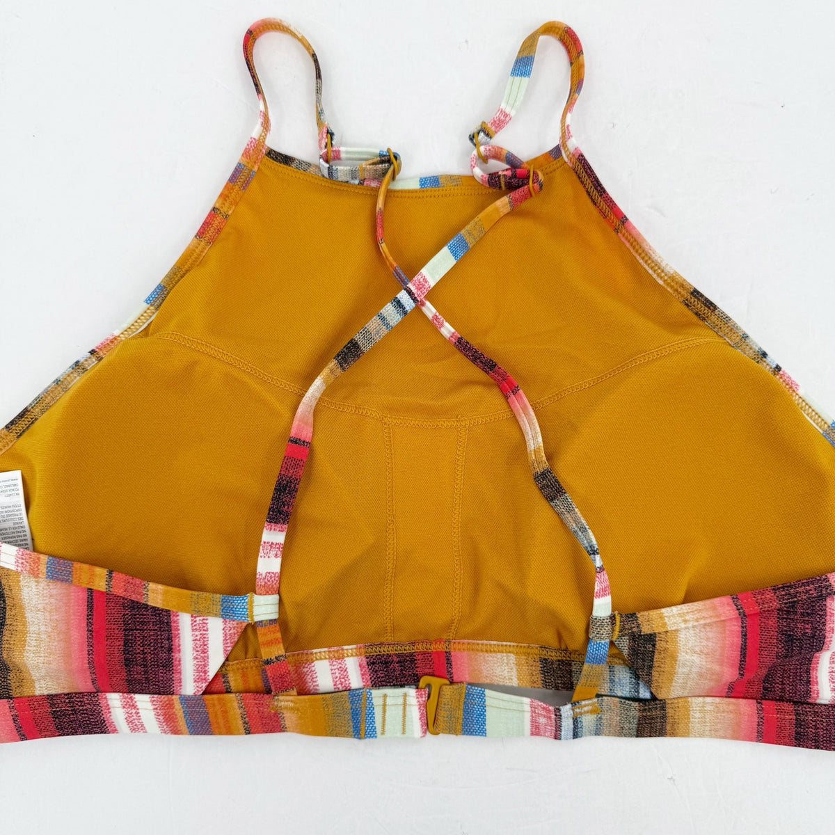 PRANA Women's Taranto Bikini Top XL Gold Baja Stripe Halter Swim NWT
