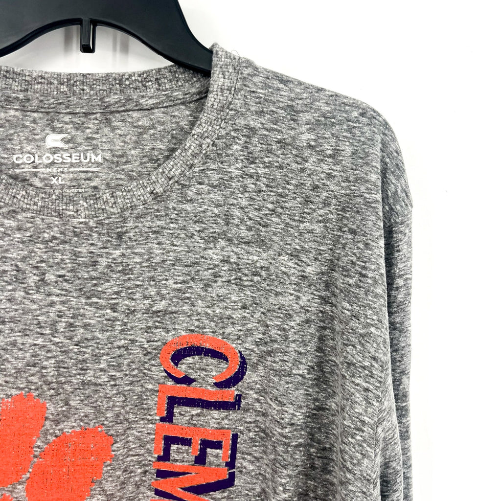 COLOSSEUM Mens Clemson Tigers Long Sleeve Tshirt XL Grey Orange Crewneck NWT