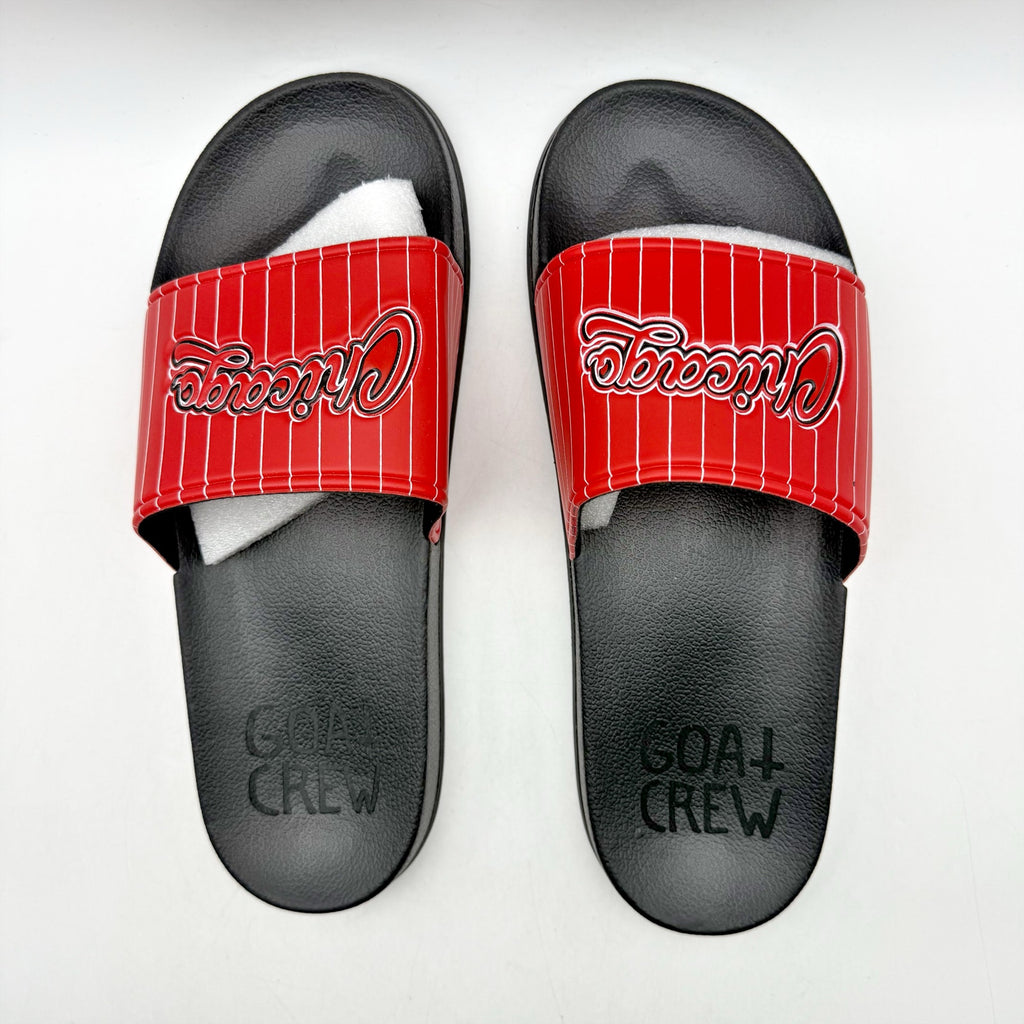 73 Studio Mens Chicago Slides US 11 EU 44 Red Black Rubber NWOB
