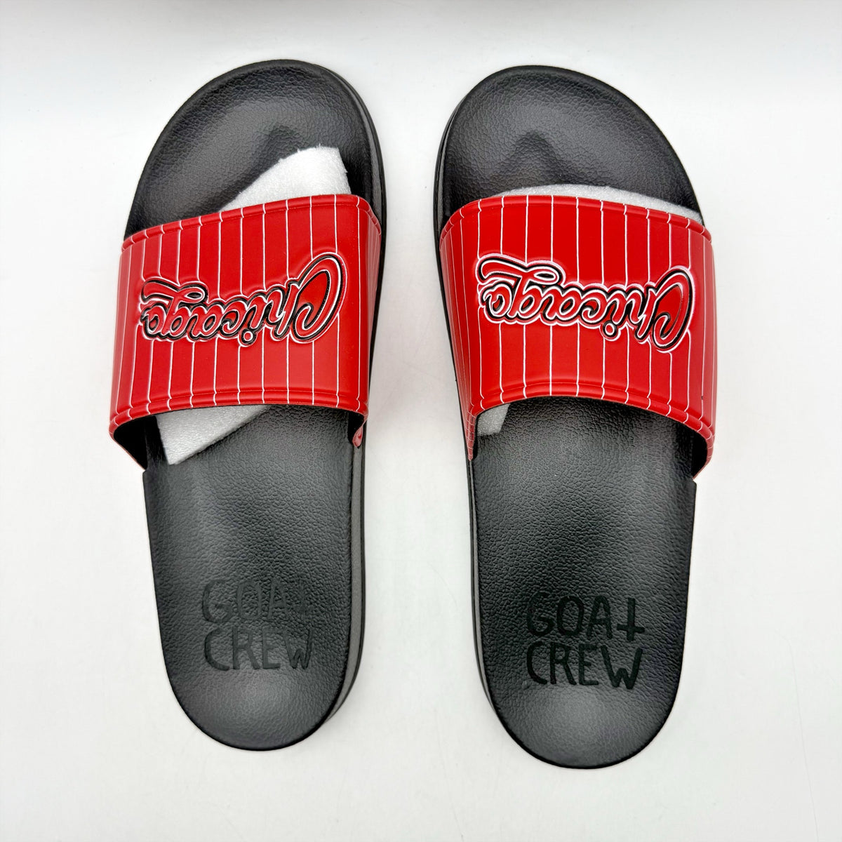 73 Studio Mens Chicago Slides US 11 EU 44 Red Black Rubber NWOB